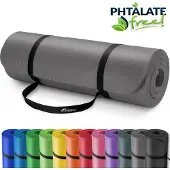 Tresko Yoga mat grijs, 190x100x1,5 cm dik, fitnessmat, pilates, aerobics