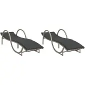 vidaXL Ligbedden 2 st met kussens poly rattan lichtgrijs