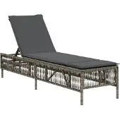 vidaXL Ligbed met kussen poly rattan grijs