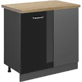 Vicco R-Line Hoekkast – 86 cm, WB Eik Zwart hoogglans