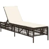 vidaXL Ligbed met kussen poly rattan bruin