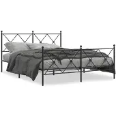 vidaXL Bedframe met hoofdeinde en voeteneinde, zwart, metaal, 150x200 cm