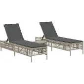 vidaXL Ligbedden 2 st met tafel poly rattan lichtgrijs