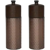 Olympia koperen en houten zout- en pepermolenset 15cm