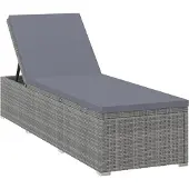 vidaXL Ligbed met donkergrijs kussen poly rattan grijs