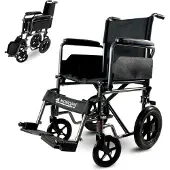 Mobiclinic S230 - Rolstoel - Opvouwbare - Rolstoel Voor Volwassenen - Zitting 43 cm - Opklapbaar - Orthopedisch - Voetsteunen - Armleuningen - Kleur Zwart