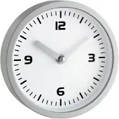 TFA-Dostmann 60.3012 Wandklok Kwarts 16 cm x 160 mm x 45 mm Zilver Geschikt voor vochtige ruimtes