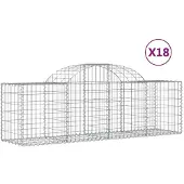 vidaXL Gabionen met hoge boog, 18 stuks, 200x50x60/80 cm, verzinkt staal