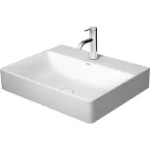 Duravit DuraSquare wastafel zonder overloop 1 kraangat 60x47cm m. afvoerventiel en keramische afdekkap wit