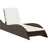 vidaXL Ligbed met kussen 60x205x73 cm poly rattan bruin
