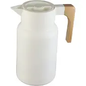Excellent houseware Uitstekende thermosbeker voor thuisgebruik, kunststof/hout, 1 liter, wit