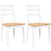 vidaXL Eetkamerstoelen 2 st massief hout rubber wit