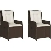 vidaXL Tuinstoelen 2 st verstelbaar poly rattan bruin