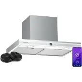 Klarstein Auriana Afzuigkap – 60 cm Wandafzuigkap, 700 m³/u, A+ Energieklasse, WiFi & Touchbediening, LED-verlichting 6000 K, 110 W Motor, Zwart, Afvoer & Koolstoffilter