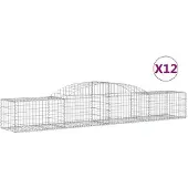 vidaXL Gabionen met boogvorm, 12 stuks, 300x50x40/60 cm, verzinkt staal