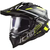 LS2 MX701 Explorer Carbon Edge, enduro helm ,Zwart/Neon-Geel/Grijs ,M