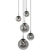 Steinhauer 5-lichts vide hanglamp Bolique zwart met smoke glas