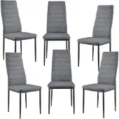 En.casa Eetkamerstoel Italië 96x43x52 cm grijs stof metaal set van 6