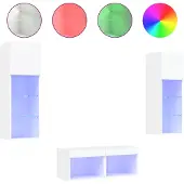 vidaXL 4-delige tv-wandmeubelset met LED-verlichting wit