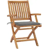 vidaXL Tuinstoelen 2 st met grijze kussens massief teakhout