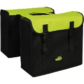 Polydaun dubbele tas, zwart-groen. afmeting 38x34x13cm. totaalinhoud 35l