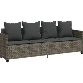vidaXL - Ligbed - met - kussen poly - rattan - grijs