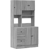 vidaXL Keukenkast 95x50x180 cm bewerkt hout grijs sonoma eiken