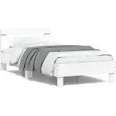 vidaXL Bedframe met hoofdeinde, wit, 100x200 cm, houtvezel