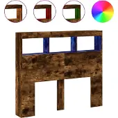 vidaXL Hoofdbordkast met LED-verlichting 120x17x102 cm gerookt eiken