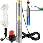 Vevor 3" diepe bronpomp 550W bronpomp Max. opbrengst 50 l/min Dompelpomp Max. opvoerhoogte 89 m Dompelpomp Zandbestendig