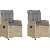 vidaXL Tuinstoelen, 2 stuks, verstelbaar, beige, polyrotan