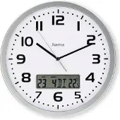 Hama DCF Wandklok Moorea - Ø 30 cm - Zilver - Met Datum en Temperatuurweergave