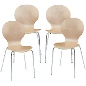 En.casa Eetkamerstoel Etne 85x48x50 cm set van 4 naturel en chroom []