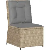 vidaXL Tuinbank verstelbaar met kussens poly rattan beige