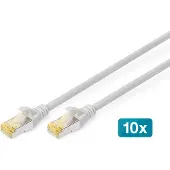Digitus Kruiskabel (patch cord) RJ45-RJ45, cat.6A, S/FTP, AWG 26/7, LSOH, 0.5m, grijs, 10stuks