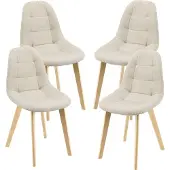 En.casa Eetkamerstoel Kopparberg 86x53x47 cm set van 4 beige