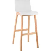 CLP Hover Barkruk - Natura houten frame - Kunststof zitting wit