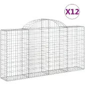 vidaXL Schanskorven 12 st gewelfd 200x30x100/120 cm ijzer