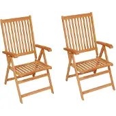 vidaXL Tuinstoelen 2 st met blauwe kussens massief teakhout