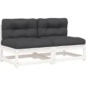vidaXL - Tuinbanken - 2 - st - zonder - armleuningen - met - kussens - grenenhout - wit