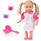 Bayer Design 93335BL Interactieve pop met haar, die lacht, een kusgeluid maakt, een zacht lichaam heeft en haaraccessoires, 33 cm