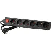 Kopp 120915006, 1,4 meter, Binnen, Type F, Zwart, Rood, 6 stopcontacten, 16 A