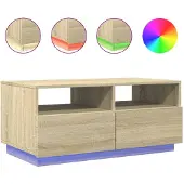 vidaXL Salontafel met LED-verlichting 90x49x40 cm sonoma eikenkleurig
