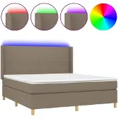 vidaXL Boxspringbed met matras en LED-verlichting, taupekleurig, 160x200 cm, gestoffeerd