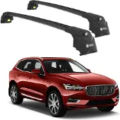 TURTLE Dakdragers geschikt voor Volvo XC60 2018-onwards Gesloten Dakrailing-Aluminium-Wingbar-Zwart-Merk