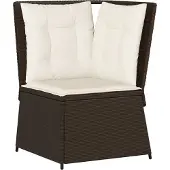 vidaXL Tuinhoekbank met kussens poly rattan bruin