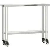 vidaXL Keukenwerktafel met wielen 110x30x85 cm roestvrij staal