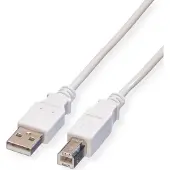 OEM USB 2.0 Kabel, type A-B, Type A-B, wit, 0,8 m