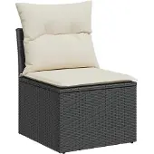 vidaXL Tuinstoel zonder armleuning met kussens poly rattan zwart