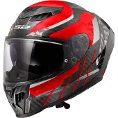 LS2 FF807 Dragon Trax carbonhelm, carbon/rood/wit, maat 3XL (65/66)